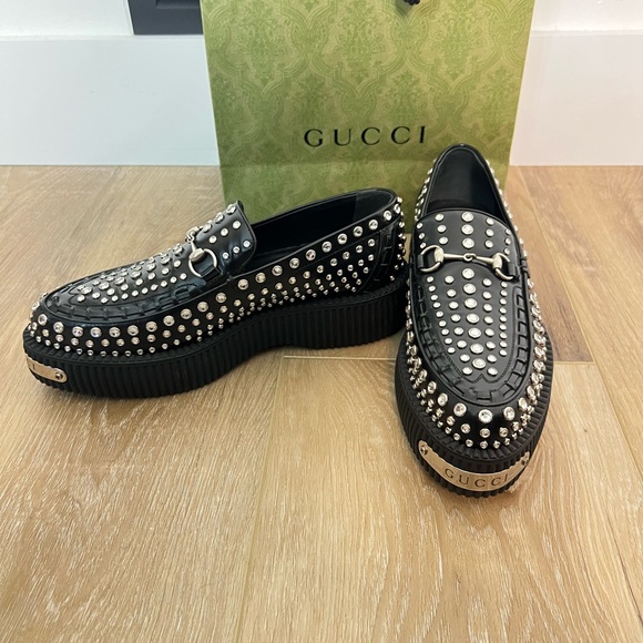 RARE Gucci Crystal Emellished Platform Loafer Unisex - Picture 2 of 9